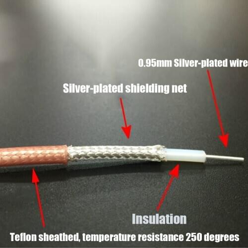 Telflon silver-plated shielded wire RG142 outer diameter 4.3mm high temperature -55-+250 degree single-core shielded wire