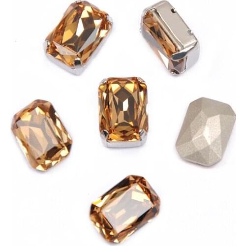 Sew On Crystal Rhinestones Strass Shiny Glass Stones Light Colorado Topaz Sewing Crystals DIY Gem Shoes Jewelry Accessories