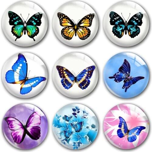 Hand made butterfly insect round photo glass cabochon demo flat back, DIY sieraden maken clips brincos jewellry making supplies