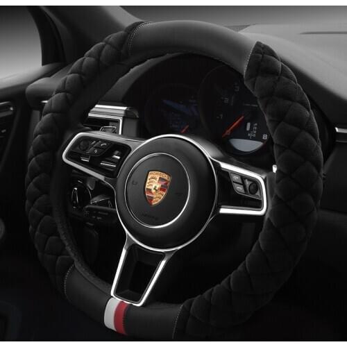 Universal Car Steering Wheel Cover Fluffy Winter Soft Plush Steering Wheel Cover 15 Inches