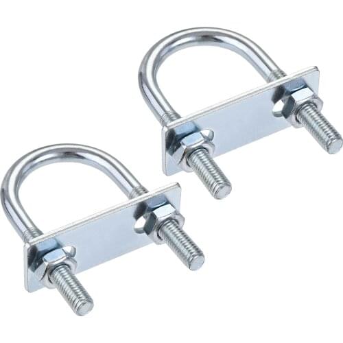 Uxcell Round U-Bolt 1.38"(35mm) Inner Width 75mm Length Steel M8 with Nut, Plate 2 Sets