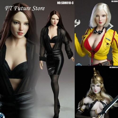 In Stock SUPER DUCK 1/6 SDH018 A/B/C Beauty Pale Girl Female Head Sculpt White Short Hair/Long Blond Hair Head for 12'' Body