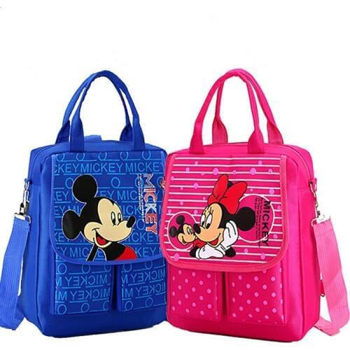 Disney Mickey Minnie Cartoon School Bag Waterproof Large Capacity Student Backpack Primary Girl Boy Bag Portable Handbag