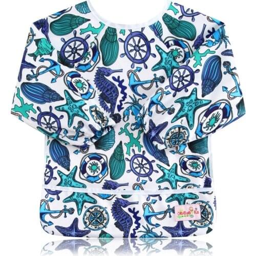 Ohbabyka Waterproof Bib Baby Feeding Pocket Cloths Long Sleeve Baby Girl/Boy Bibs Cartoon Pattern Kids Baby Bibs & Burp Cloths