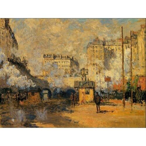 High quality Oil painting Canvas Reproductions Saint-Lazare Station, Sunlight Effect (1877 By Claude Monet Painting hand painted