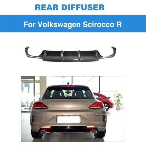 Rear Diffuser Spoiler for 2015 - 2018 Volkswagen VW Scirocco R R20 Bumper Carbon Fiber Rear Bumper Lip Spoiler Diffuser
