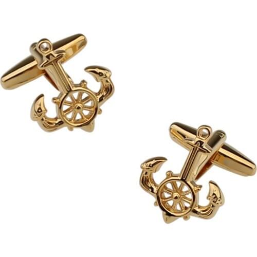 Personality New Plating Gold Anchor Series Cufflinks Fashion Mens French Shirts Cuff Accessories Novelty Cufflink