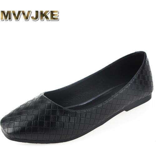 MVVJKE Ladies ballet flats soft sole square toe shoes women low top slip-on breathable loafers casual plus size 43-34 green