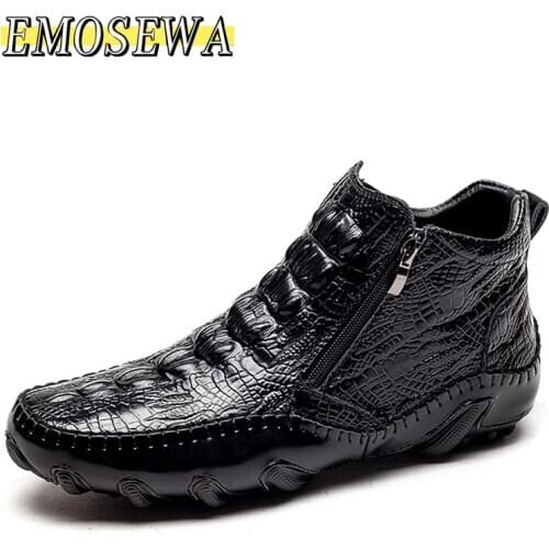 Inside Fluff Winte Man Winter Autumn Chelsea boots brand leather warm plush ankle snow boots Male size 38-47 men High Top shoes