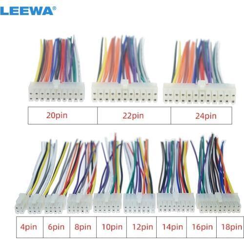 10X Universal Car Wire Harness Connector 4Pin/6/8/10/12Pin/14/16/18/20/22/24Pin Into Car DVD CD Radio Stereo Wire Plug Adapter