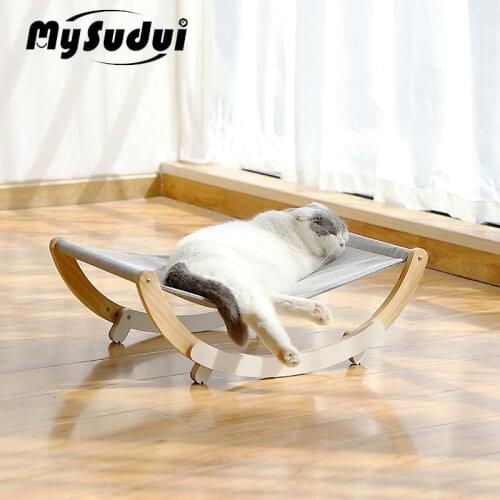 2 In 1 Multifunction Pet Cat Hammocks Bed Seat Chair Shakeable Breathable Anti Slip Cat House Home Lounger Stable Wood Cama Gato