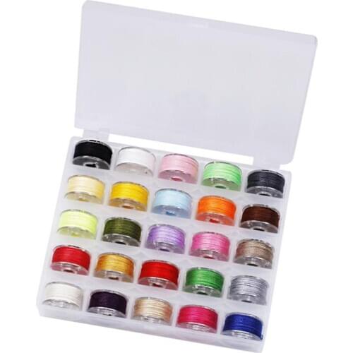 25/36/50/72pcs Mixed Colors Polyester Sewing Thread Transparent Plastic Bobbin Clamps Home Sewing Machine Accessories Set