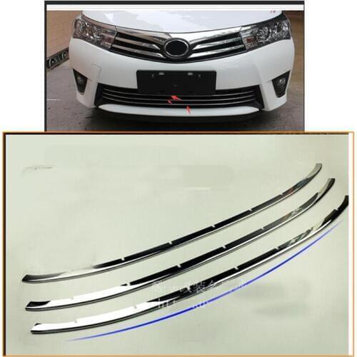 Exterior Front Bumper Lower Radiator Grille Trim Steel 3PCS For Toyota Corolla E170 2014-2016 International version