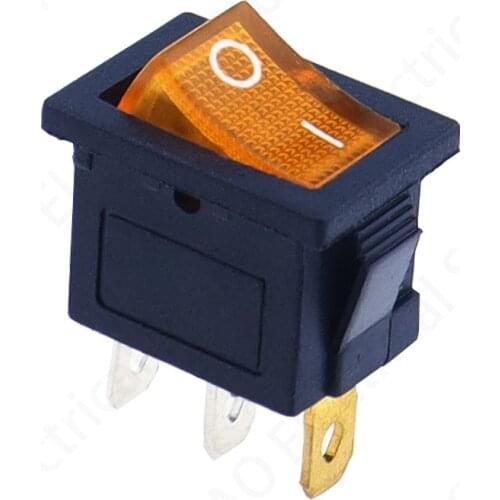 5pcs Yellow 3pin illuminated LED Rectangle Rocker Switch Car Dash Automotive 6A 250V/10A 125V
