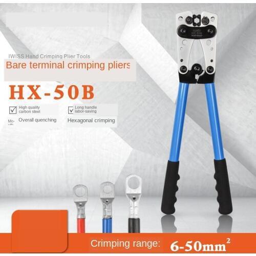 50B Lug Crimper Cable Crimping Tool Wire Crimper for 6 10 16 25 35 50MM2 AWG Wire Terminal Crimping