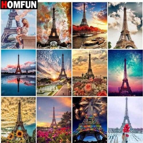 HOMFUN Full Square/Round Drill 5D DIY Diamond Painting "Tower landscape" Embroidery Cross Stitch 5D Home Decor Gift