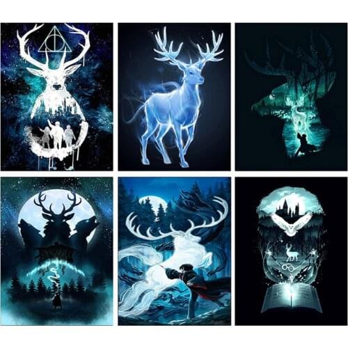 5D Diy Diamond Painting Animal Deer Eagle Full Square Cross Stitch Kits Embroidery Harry Round Home Decoration NeedleworkZP-2836