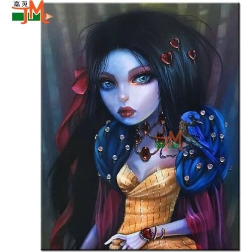 Diamond Painting Full Square Round Diy 5D Cartoon Girl Wonderland Diamond Embroidery Mosaic Blue Bird Gift Decor Cross Stitch