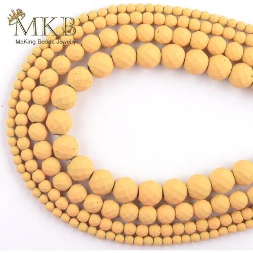 2/3/4/6/8/10mm Natural Stone Hematite Rubber Beads Orange Spacer Loose Faceted Matte BeadsFor Jewelry Making Diy Bracelet 15"