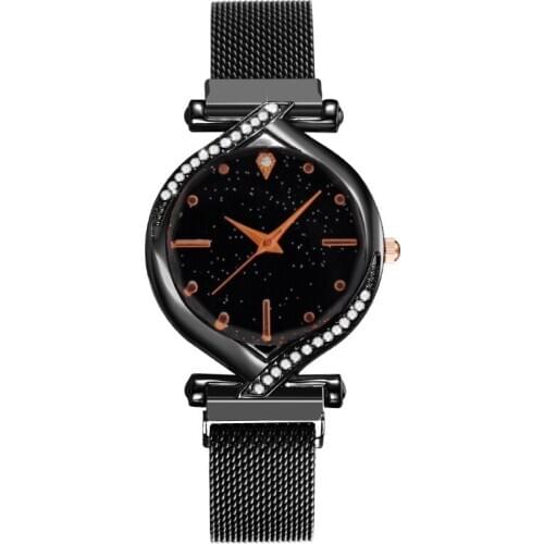 2021 New Luxury Women Watches Elegant Magnet Buckle Rose Gold Ladies Wristwatch Starry Sky Fashion Diamond Gift Quartz Clock