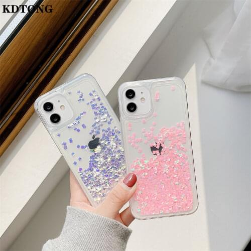 Beautiful Phone Case for iPhone 12 Mini 11 Pro Max X XS Max XR SE 2020 7 8 Plus Capa Stereoscopic Diamond Quiksand Protect Cover