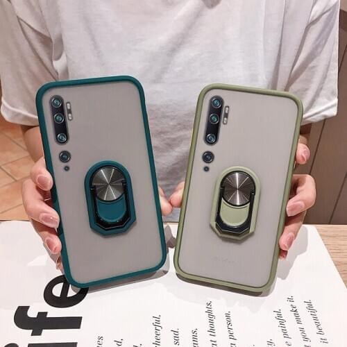 For Xiaomi Mi Note 10 Lite Hard Transparent Matte With Stand Ring protect back cover case for xiaomi mi note 10 pro mi10 10pro