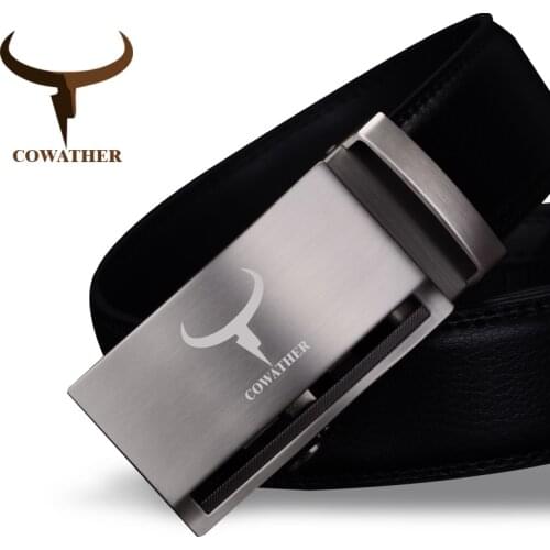 COWATHER Newest arrival cow genuine leather luxury belts for men good automatic alloy buckle belts ceinture homme original brand