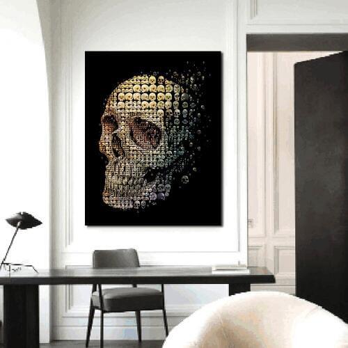 JQHYART Canvas Art Wall Pictures For Living Room Surrealism Painting Skull evolution Home Decor Printed No Frame