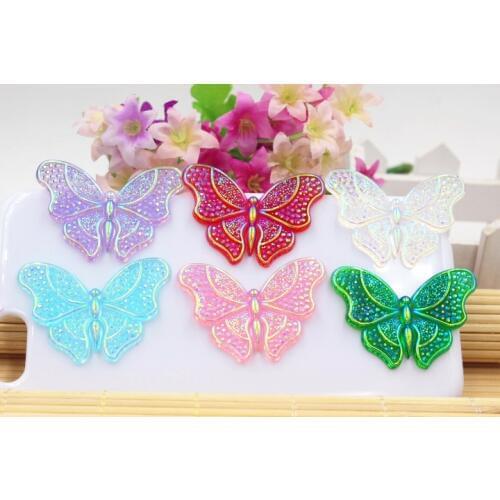 30pcs/lot flat back resin cabochons accessories DIY resin cat kawaii resin butterfly in ab colors