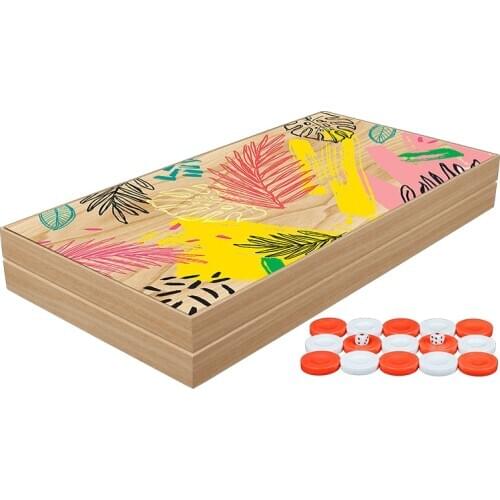 Classic WooTropic Backgammon Set First Quality MDF Family Board Games Gift For Birthday Black Friday Female Male Friend