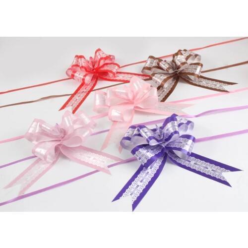 Beautiful lace pink/red/purple/blue/coffee 45mm Pull Bow ribbon for Flower decor Gift Packing Party Wedding Car Room Decoration