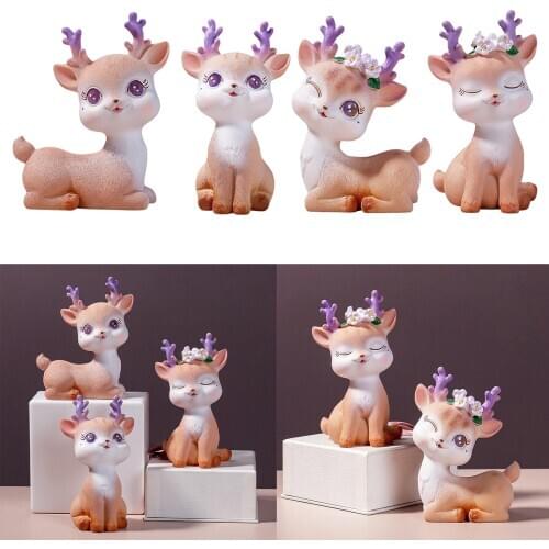 Mini Deer Figurine for Art Decor Resin Craft Deer Statue for Fairy Garden Decor Home Garden Table Decoration Accessories