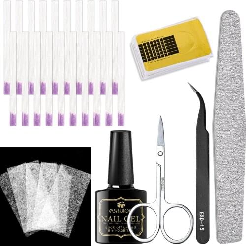 MSRUIOO Fiberglass Silk Nail Extension Gel Kit Nails Wrap Sticker For Gel Extension Nail Art Tools All For Manicure Nail Art Gel
