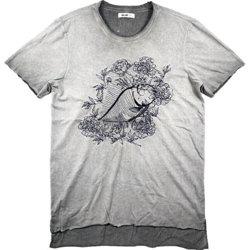 Mens Dirty Dyed Embroidery T Shirt USA Size M