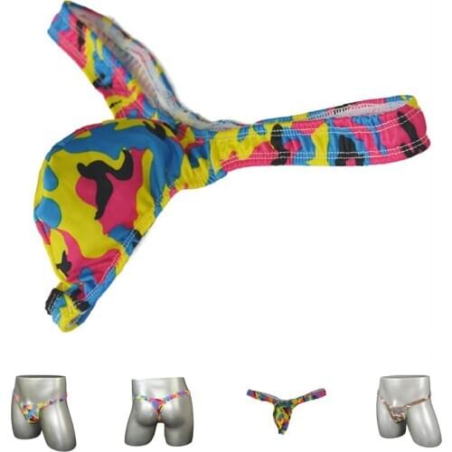 Low rise mens sexy underwear floral print thong and s string panties penis small pouch ZJH852