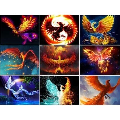 Unframe DIY Paint By Numbers Animals Home Decoration Acrylic Paint On Canvas Coloring By Numbers Phoenix Handpainted Gift