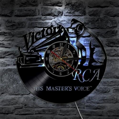 RCA Victor Dog Wall Art Clock His Masters Voice Musical Dog Vintage Vinyl Record Clock Rock Victor Nipper Dog Hoem Decor Gift