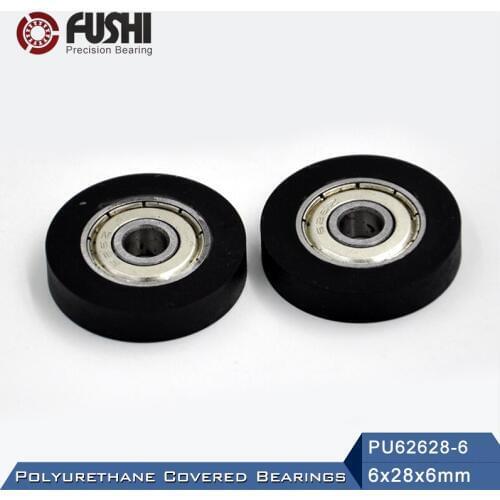 PU 626 Polyurethane Covered Bearing 6*28*6 mm ( 2 Pcs ) Shaft 6mm PU62628-6 Urethane Cover PU626 Bearings