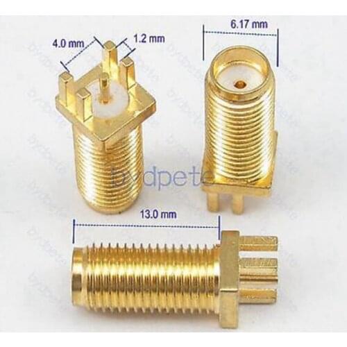 SMA jack female pin square panel socket PCB Edge 1.2mm 4.0mm Mount Solder RF New
