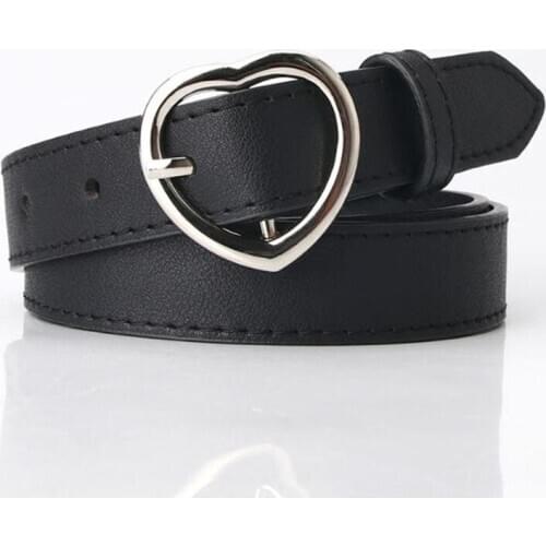 Soft PU Metal Heart Buckle Belts Vintage Decorative Casual Tighten All-Match Lightweight Long Women Solid Waistband