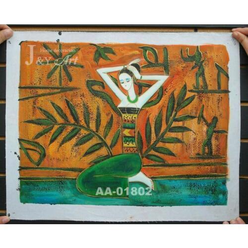 Hand-painted Oil painting on canvas painting southeast asia style thai girl J&Y Home Decoration Art