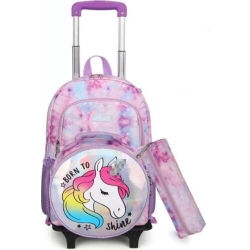 School Bag Trolley for kids School wheeled backpack book bags for girls student school Rolling backpack bag wheels for children