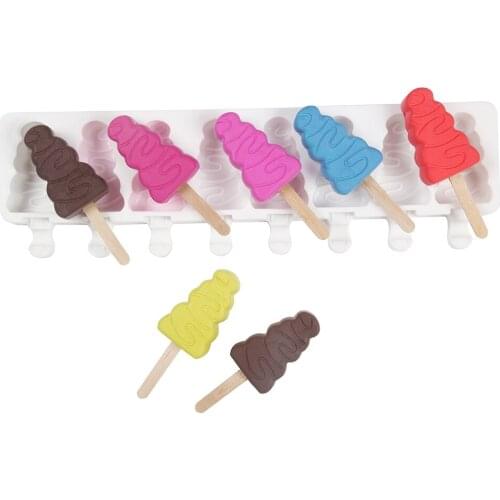 Silicone Ice Cream Mold DIY Homemade Popsicle Moulds Freezer 8 Cell Christmas Ice Cube Tray Popsicle Barrel Makers Baking Tools