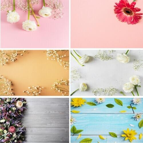 Vinyl Custom Photography Backdrops Prop Flower and Wooden Planks Photography Background 191023PK-0001