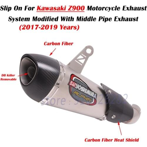 Slip On For Kawasaki Z900 2017 18 2019 Motorcycle Yoshimura Alpha Exhaust Escape System carbon Fiber Muffler DB Killer Mid Pipe