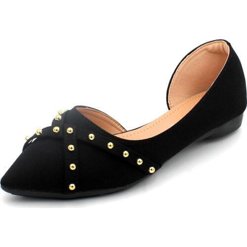 2019 Summer New Versatile Net Red Pointed Shallow Mouth Soft Bottom Flat Single Shoes Female Black Work Large Size Female Shoes