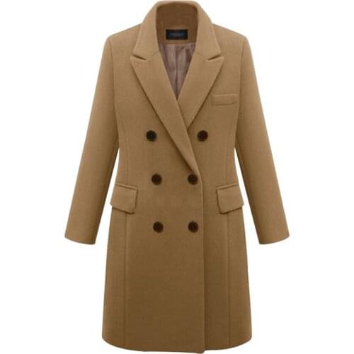 2020 Winter Women Wool Trench Coat Slim Double Breasted Parka Warm Outwear Female Jackets Manteau Femme