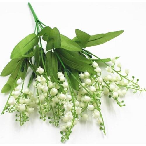 1Pc Artificial Wedding Party Office Home Garden Decoration Flower Realistic Lily Of The Valley Plastic White 7-Pitch Bellflower