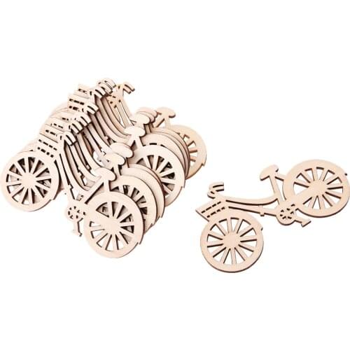 10pcs 90x53mm Natural Bicycle Cut Wood Shapes Wooden Embellishment for DIY Scrapbooking Wedding Party Home Decoration Ornaments