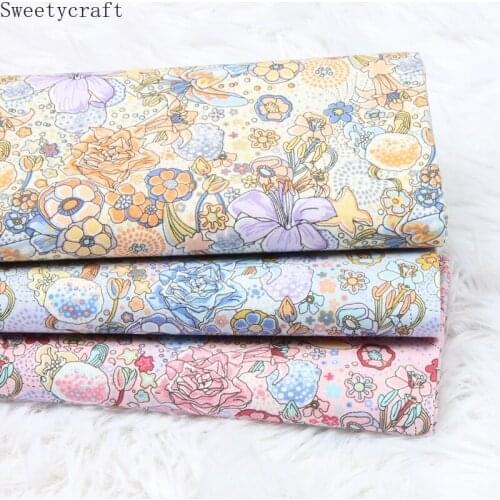 110x45cm Thin fabric by Half Yard Lilly Flower Cotton Cloth DIY Sewing Dress Clothes Patchwork Home Textile Needwork Material